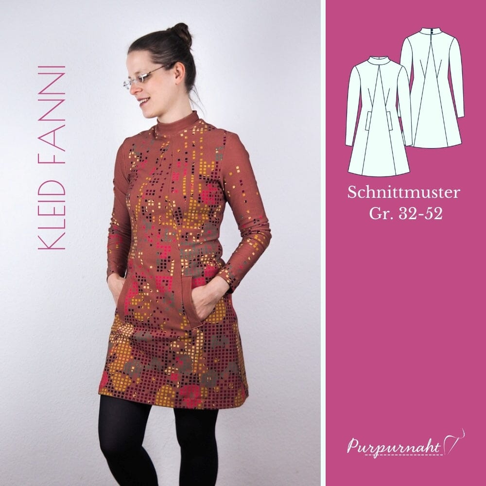 Purpurnaht Schnittmuster Ebook - Kleid Fanni - Gr. 32-52 Schnittmuster poshpinks