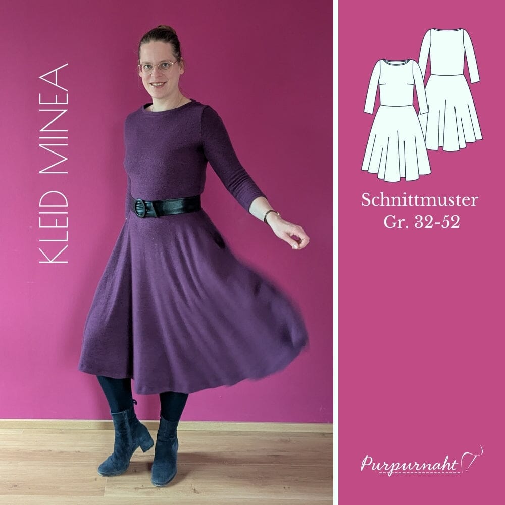 Purpurnaht Schnittmuster Ebook - Kleid Minea - Gr. 32-52 Schnittmuster poshpinks