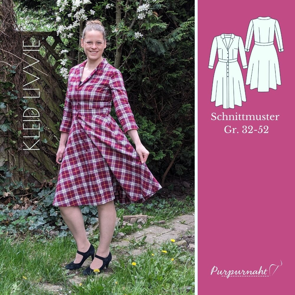 Purpurnaht Schnittmuster Ebook - Kleid Livvie - Gr. 32-52 Schnittmuster poshpinks