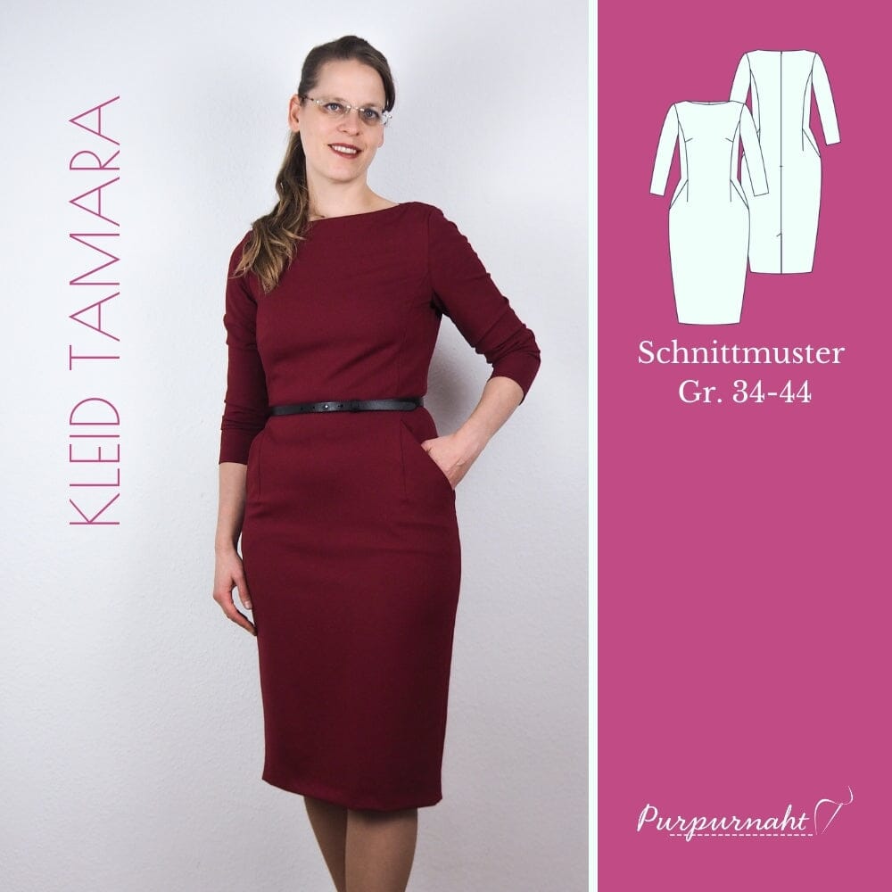 Purpurnaht Schnittmuster Ebook - Kleid Tamara - Gr. 32-52 Schnittmuster poshpinks