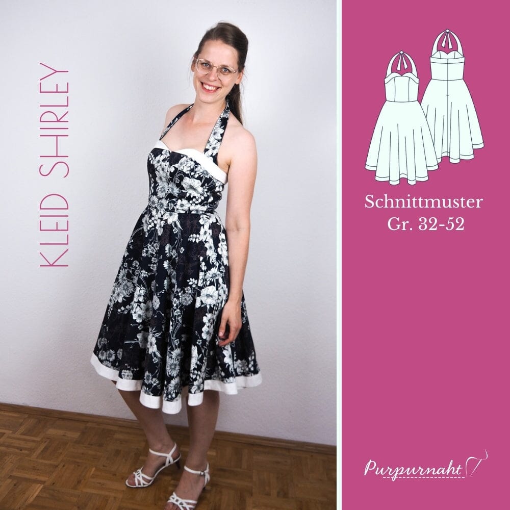 Purpurnaht Schnittmuster EBook - Kleid Shirley - Gr. 32-52 Schnittmuster poshpinks