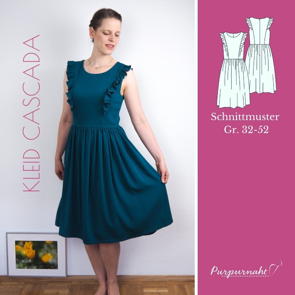 Purpurnaht Schnittmuster Ebook - Kleid Cascada - Gr. 32-52 Schnittmuster poshpinks