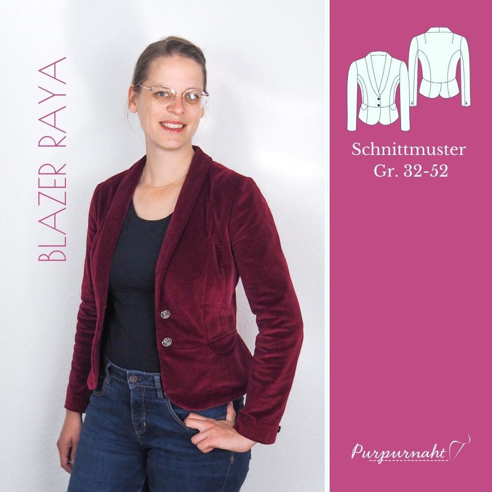 Purpurnaht Schnittmuster Ebook - Blazer Raya - Gr. 32-52 Schnittmuster poshpinks