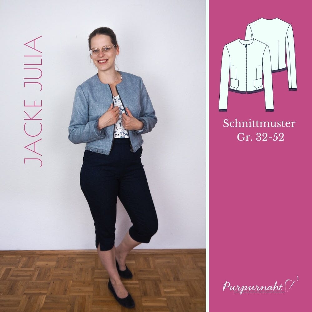 Purpurnaht Schnittmuster Ebook - Kurzjacke Julia - Gr. 32-52 Schnittmuster poshpinks