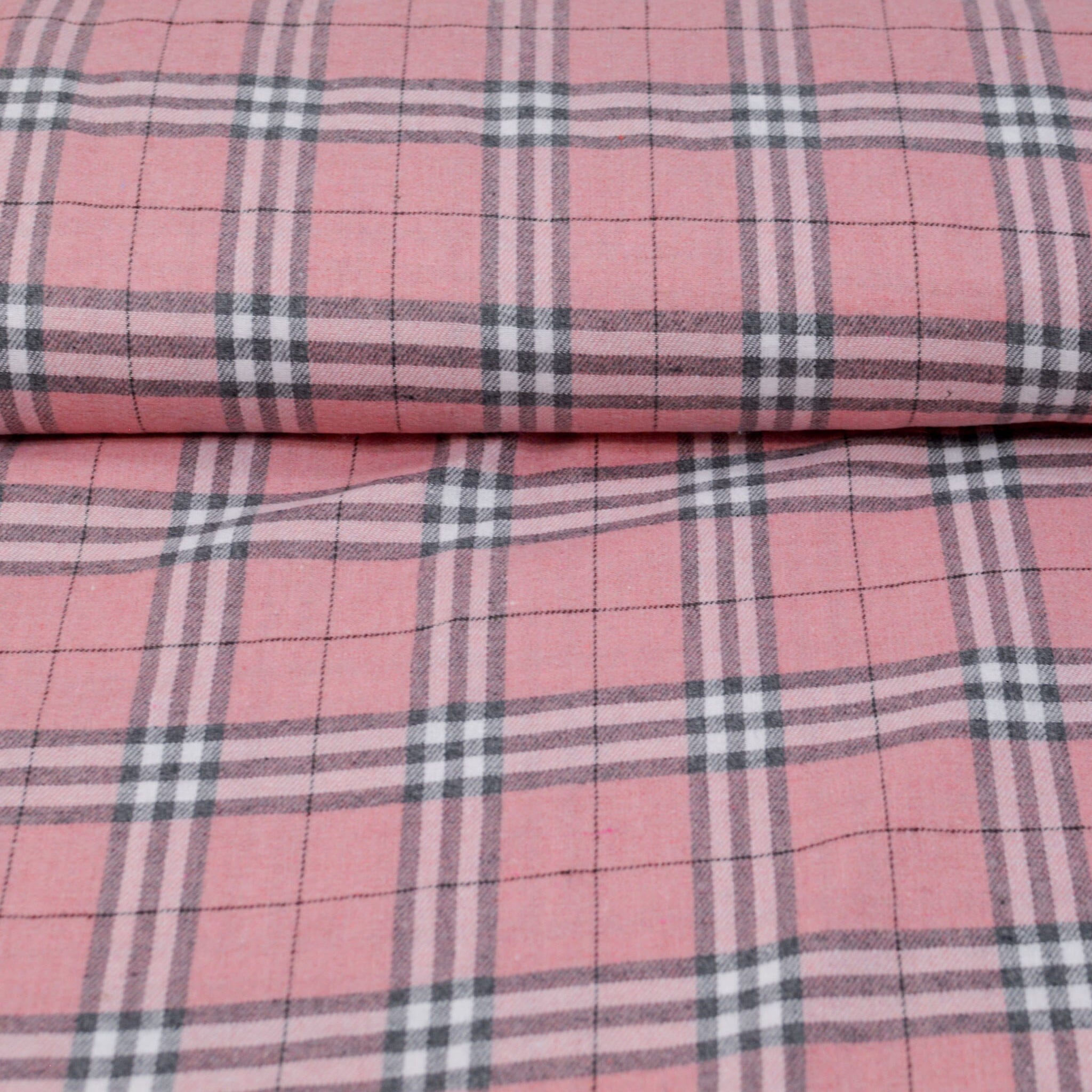 Flanell Baumwollmix - Soft pink grau kariert Fabric poshpinks