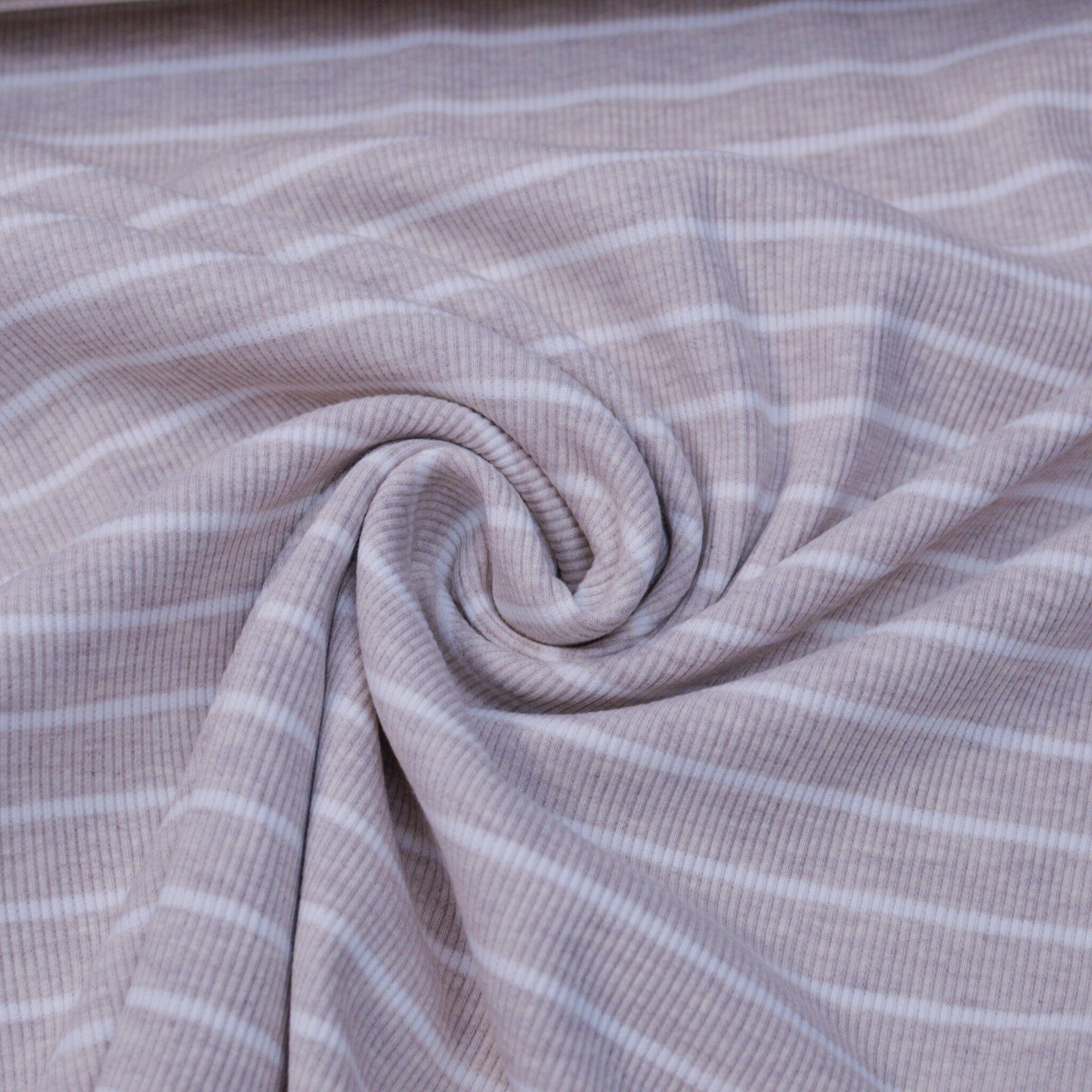 Rippjersey - Streifen - beige weiß - Ringel Fabric poshpinks