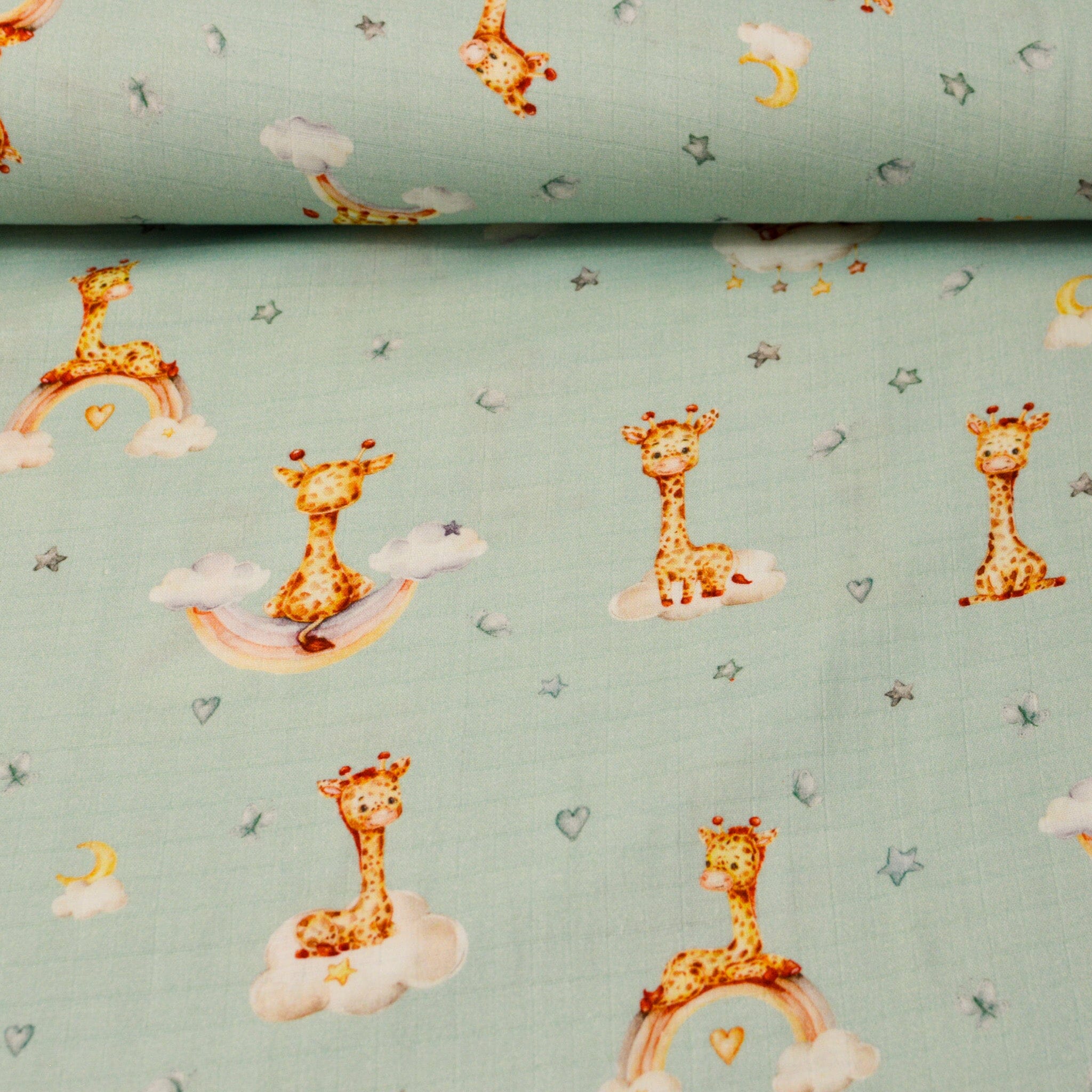 Musselin - Giraffe mint Fabric poshpinks