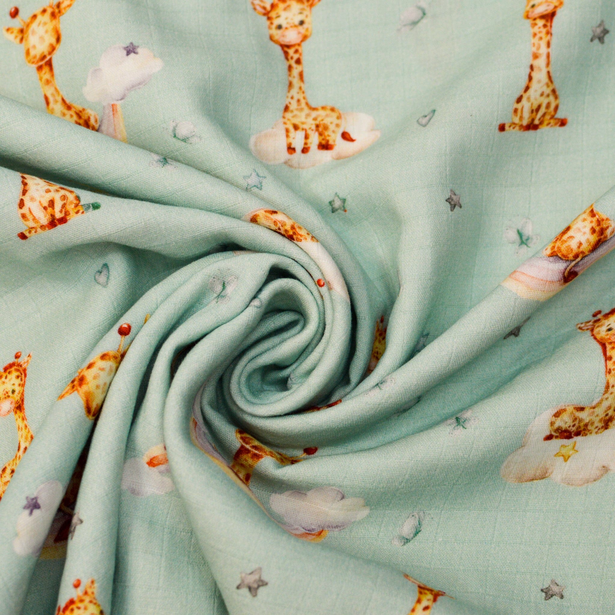 Musselin - Giraffe mint Fabric poshpinks