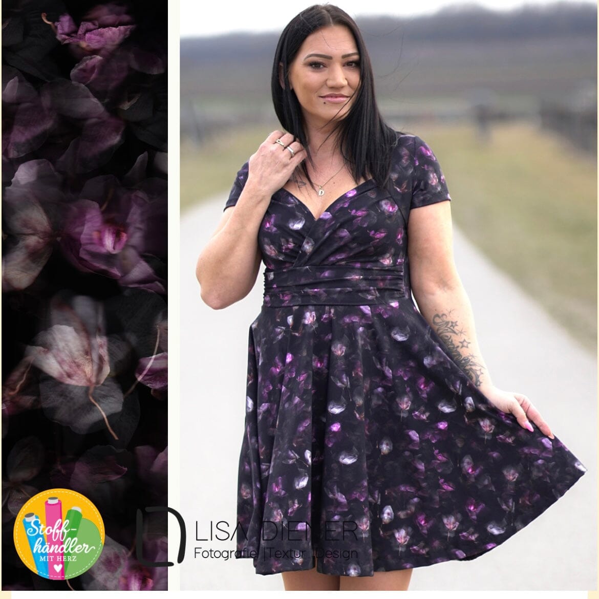 Stoffhändler mit Herz Eigenproduktion 17 - Dark Romance by Lisa Diener Fabric poshpinks