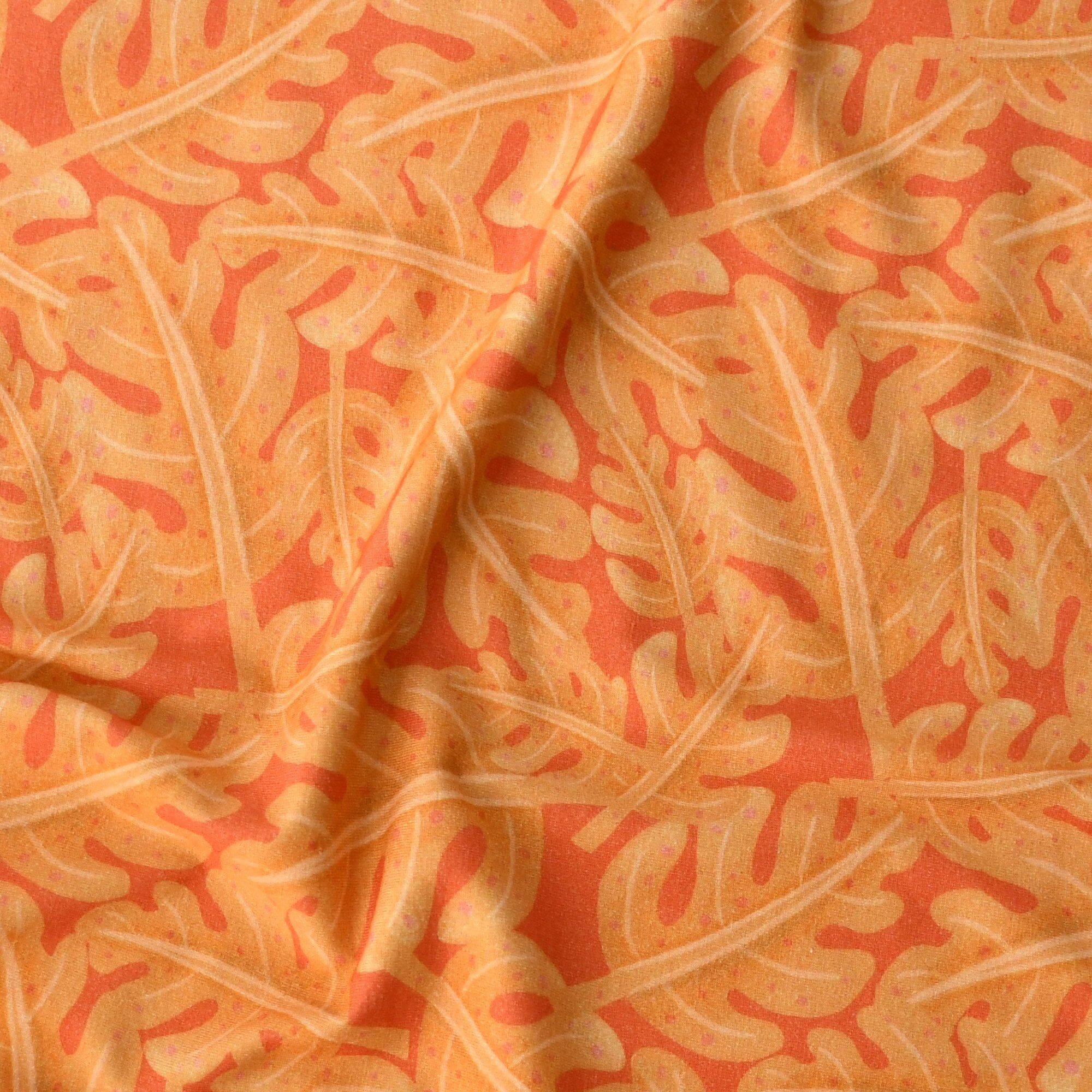 Reststück 1,9 m Baumwolljersey - Tropical Dream - Orangengelb Fabric poshpinks